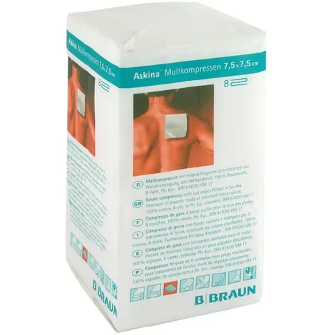 Askina Mullkompressen 7,5x7,5 cm 8fach – Bild 2