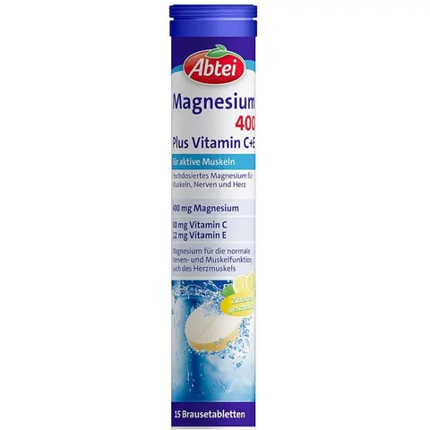 Abtei Magnesium 400 Plus Vitamin C+E Brausetabletten – Bild 2