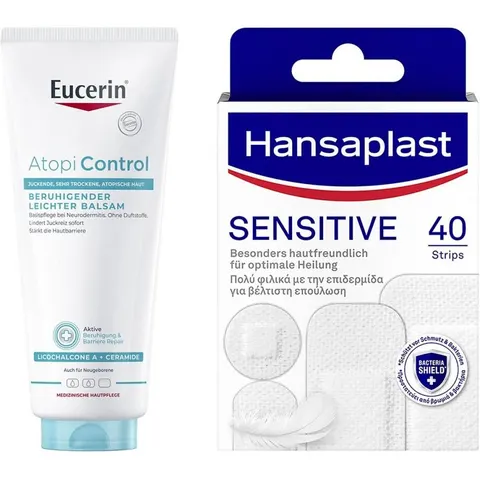 Eucerin Atopicontrol Balsam & Hansaplast Sensitive Pflaster – Bild 2