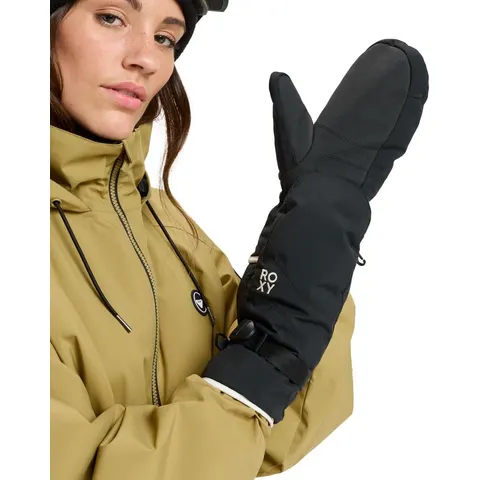 Fäustlinge ROXY "Roxy Jetty Solid", Damen, Gr. XL, schwarz, Obermaterial: 50% Polyester, 50% Polyurethan., Handschuhe Fäustlinge – Bild 2