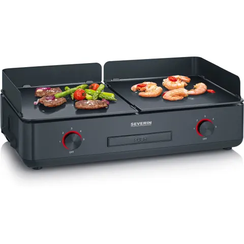Severin 8569 Elektro Grill 2 Grillzonen Schwarz – Bild 2
