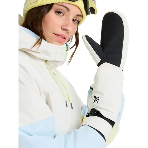 Fäustlinge ROXY "Roxy Jetty Solid", Damen, Gr. S, schwarz-weiß (whisper weiß), Obermaterial: 50% Polyester, 50% Polyurethan., Handschuhe Fäustlinge – Bild 2