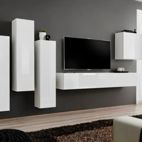 Meuble TV Mural Design "Switch III" 330cm Blanc – image 2