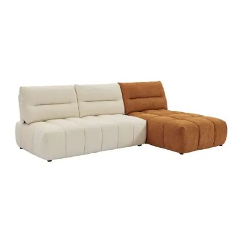 vente-unique.com Canapé d'angle polyester 3 places terracotta Orange 265x93x196cm – image 2