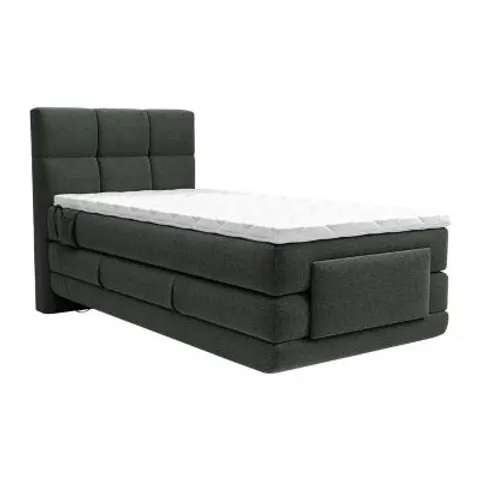 vente-unique.com Lit boxspring polyester gris anthracite Gris 215x118x108cm – image 2