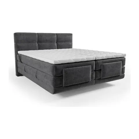 vente-unique.com Lit boxspring polyester gris anthracite Gris 215x118x168cm – image 2