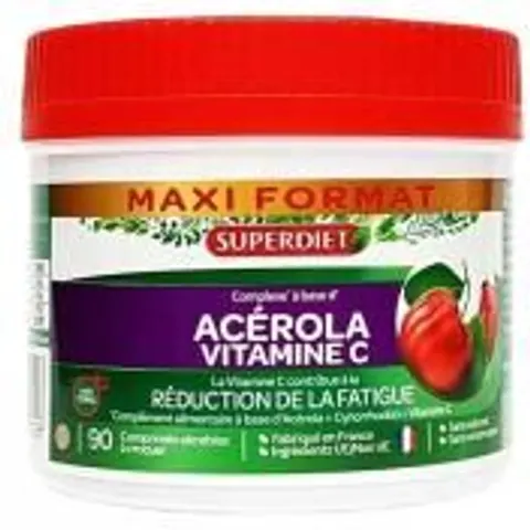 Superdiet Acérola Vitamine C 90 Comprimés Sécables à Croquer - Pot 90 Comprimés – image 2