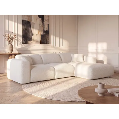 vente-unique.com Canapé d'angle polyester 5 places blanc 283x77x180cm – image 2