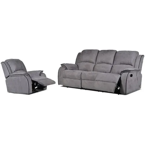 vente-unique.com Ensemble canapé fauteuil microfibre gris 210x99x96cm – image 2