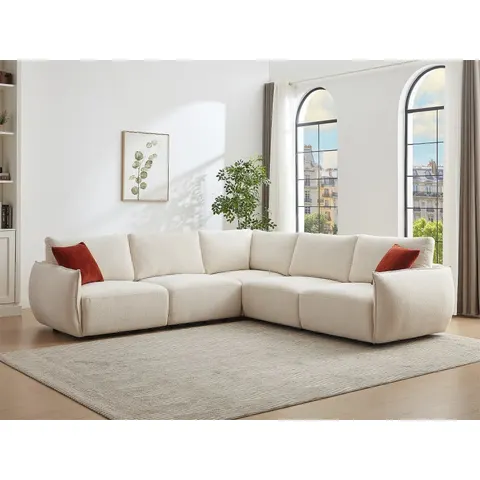 vente-unique.com Canapé d'angle polyester 5 places beige 276x85x276cm – image 2