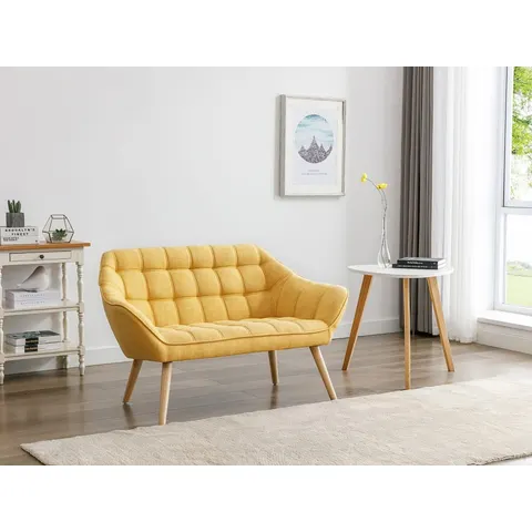 vente-unique.com Canapé fixe polyester 2 places jaune moutarde} Jaune 127x77x73cm – image 2