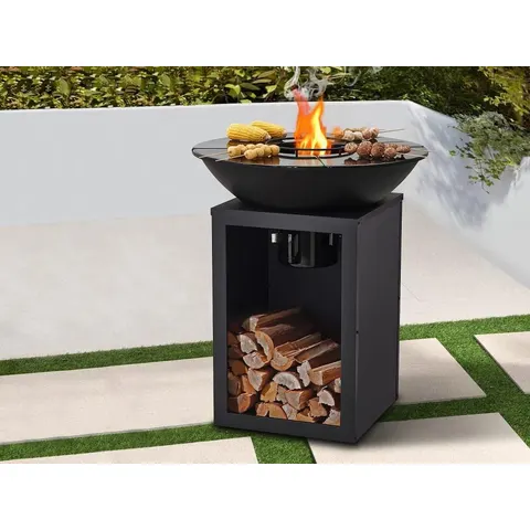 vente-unique.com Barbecue acier noir 80x95x80cm – image 3