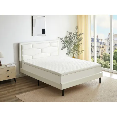 vente-unique.com Surmatelas polyester blanc 140x5x190cm – image 2