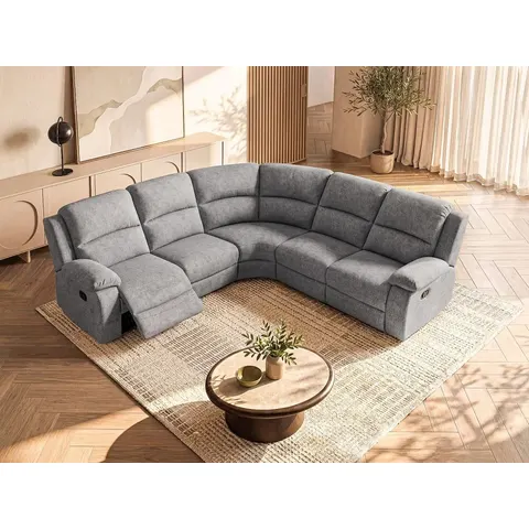 vente-unique.com Canapé d'angle polyester 5 places gris 229x100x229cm – image 2