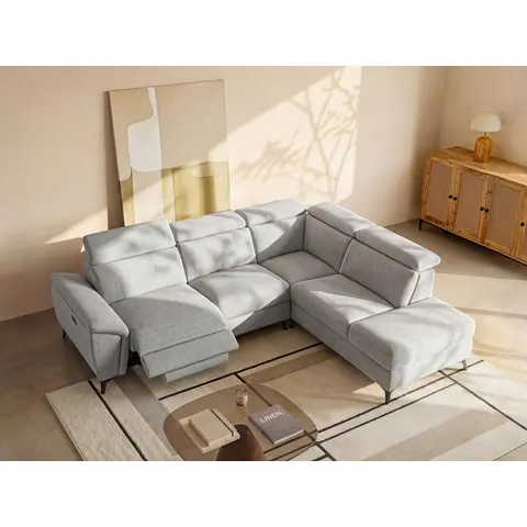 vente-unique.com Canapé d'angle polyester 5 places gris clair Gris 279x83x221cm – image 2