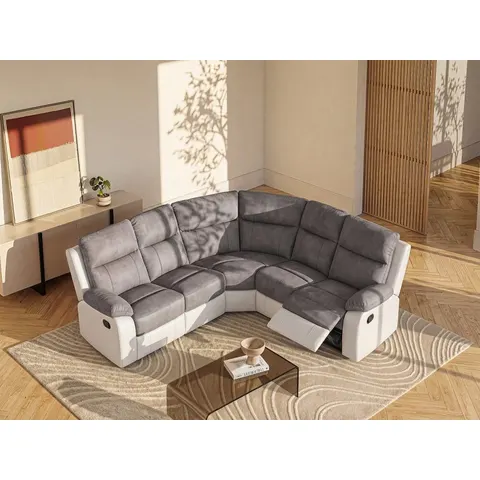vente-unique.com Canapé d'angle polyester 5 places gris 226x101x226cm – image 2