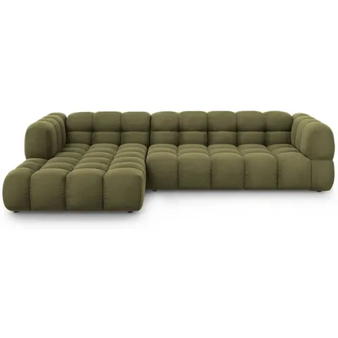 Cosmopolitan Design Canapé d'angle gauche modulable 4 places en velours vert clair Vert 300x75x162cm – image 2