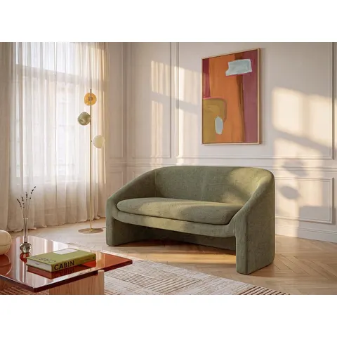 vente-unique.com Canapé fixe polyester 2 places vert} Vert 137x74x74cm – image 2