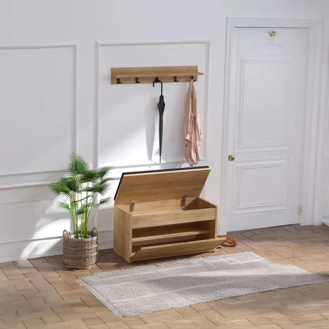 Ensemble banc meuble à chaussures avec étagère Boby – image 2