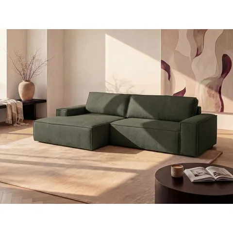 vente-unique.com Canapé d'angle polyester 4 places vert 267x85x167cm – image 2