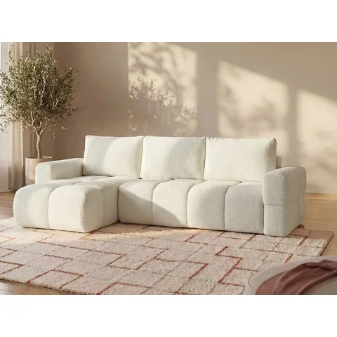 vente-unique.com Canapé d'angle polyester 5 places beige 301x100x178cm – image 2