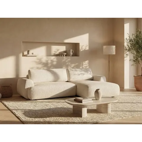 vente-unique.com Canapé d'angle polyester 4 places beige 270x81x167cm – image 2