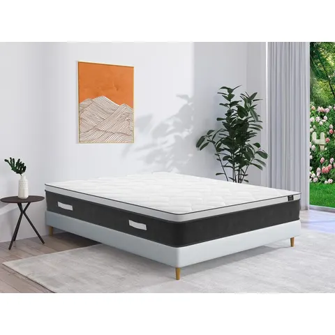 vente-unique.com Matelas classique polyester blanc 180 x 200 (super king size bed) Blanc 200x25x180cm – image 2