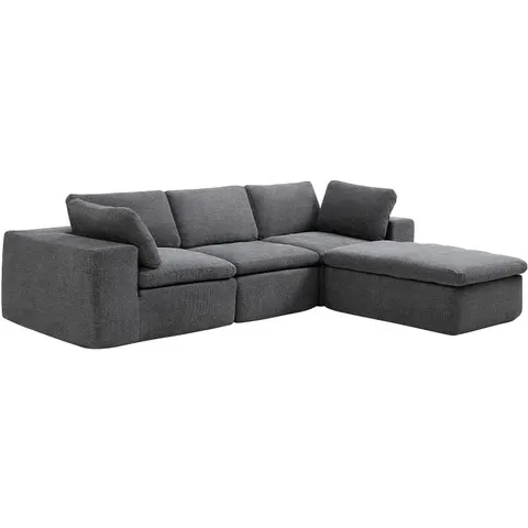 vente-unique.com Canapé d'angle polyester 4 places gris anthracite Gris 304x83x199cm – image 2