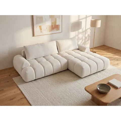 vente-unique.com Canapé d'angle polyester 5 places beige 280x86x177cm – image 2