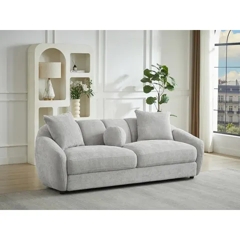 vente-unique.com Canapé fixe polyester 3 places gris clair} Gris 216x78x96cm – image 2