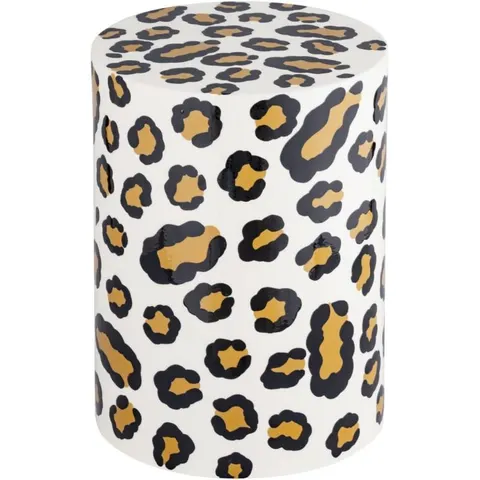 sweeek Table d'appoint, bout de canapé, table de chevet acier émaillé léopard Multicolore 33x46x33cm – image 2