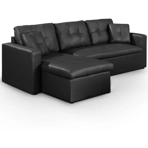 Canapé d'Angle Convertible "Corto" 221cm Noir – image 2