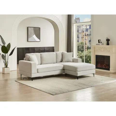 vente-unique.com Canapé d'angle polyester 4 places beige 227x82x153cm – image 2