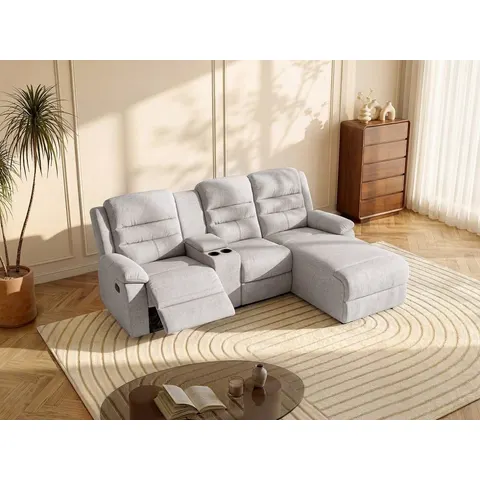 vente-unique.com Canapé d'angle polyester 4 places beige 231x102x172cm – image 2