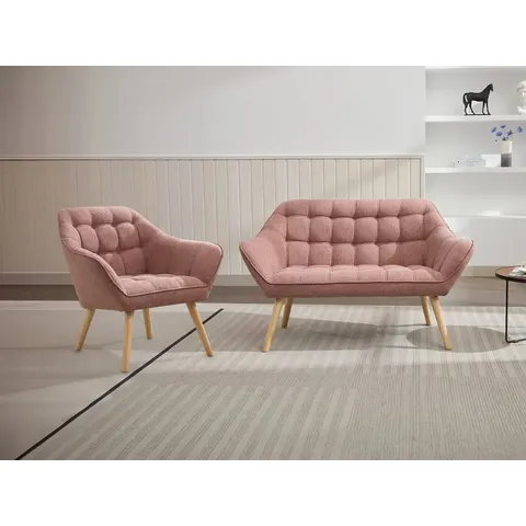 vente-unique.com Ensemble canapé fauteuil polyester rose 127x77x73cm – image 2