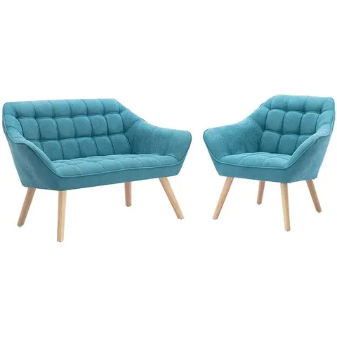 vente-unique.com Ensemble canapé fauteuil polyester bleu turquoise Bleu 127x77x73cm – image 2