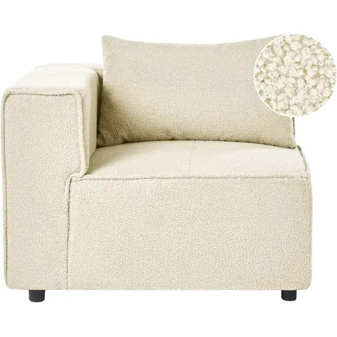 Beliani Module d'angle bouclé blanc cassé Blanc 94x93x94cm – image 2
