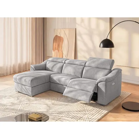 vente-unique.com Canapé d'angle polyester 5 places gris clair Gris 284x100x175cm – image 2