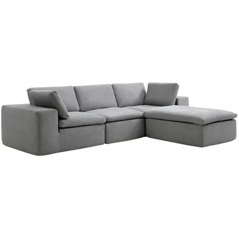 vente-unique.com Canapé d'angle polyester 4 places gris 304x83x199cm – image 2