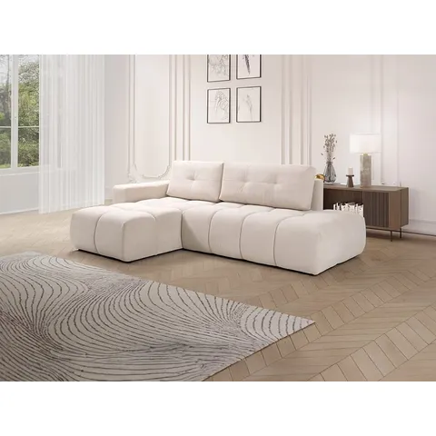 vente-unique.com Canapé d'angle polyester 5 places beige 294x93x182cm – image 2