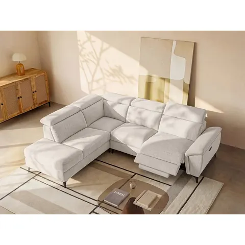 vente-unique.com Canapé d'angle polyester 5 places beige 279x83x221cm – image 2