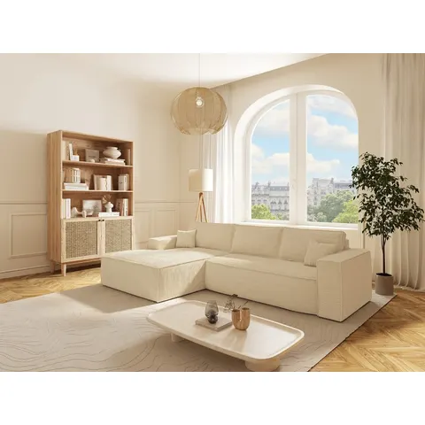 vente-unique.com Canapé d'angle polyester 6 places beige 320x80x165cm – image 2
