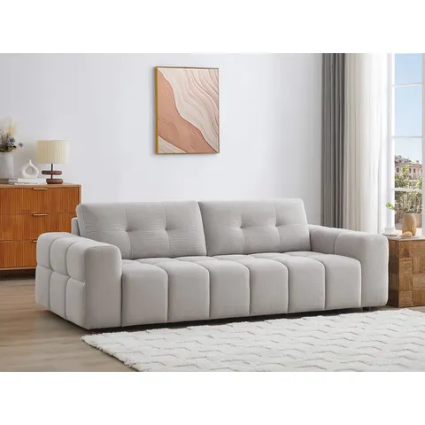 vente-unique.com Canapé fixe polyester 3 places gris clair} Gris 220x78x100cm – image 2