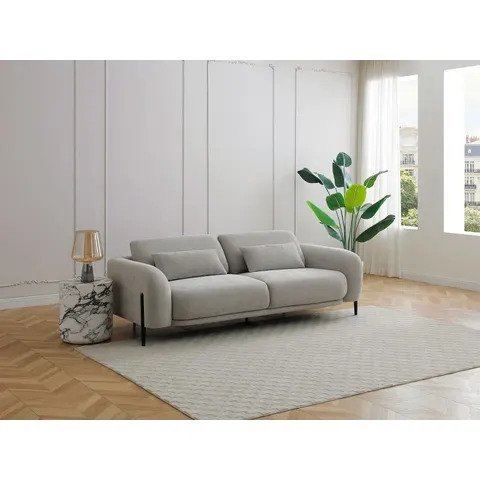 vente-unique.com Canapé fixe polyester 3 places gris clair} Gris 210x100x102cm – image 2