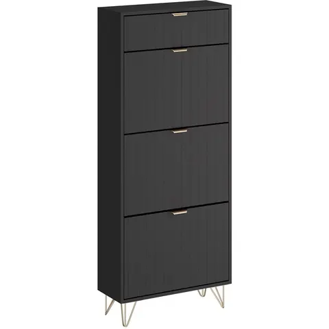 Vicco Armoire à chaussures Noir 60x145cm 3 compartiments – image 2
