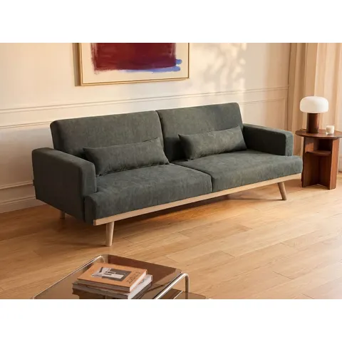 vente-unique.com Canapé convertible polyester 3 places vert} Vert 216x85x89cm – image 2