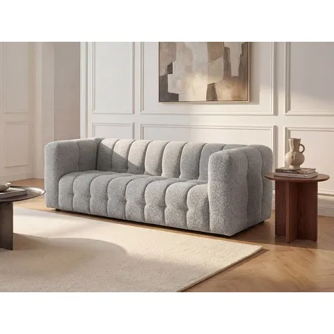 vente-unique.com Canapé fixe polyester 3 places gris clair} Gris 213x72x89cm – image 2