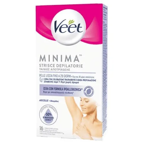 Veet Minima Strisce Depilatorie Ascelle e Bikini 16 Pezzi – immagine 2