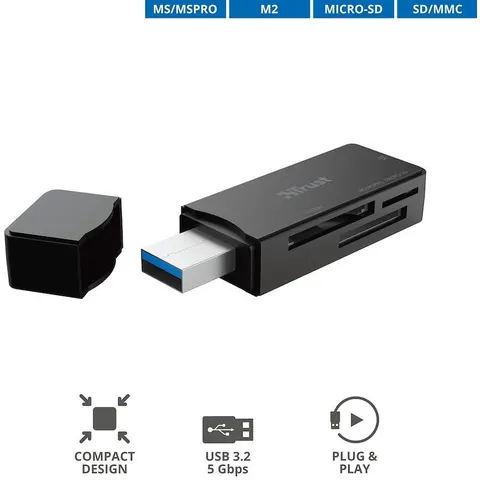 Trust NANGA USB3.1 CARDREADER 21935 Black – immagine 2