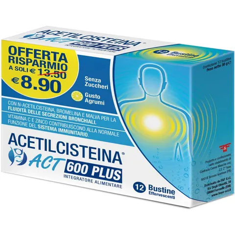 Acetilcisteina Act 600 Plus 12 Bustine Effervescenti Agrumi – immagine 5